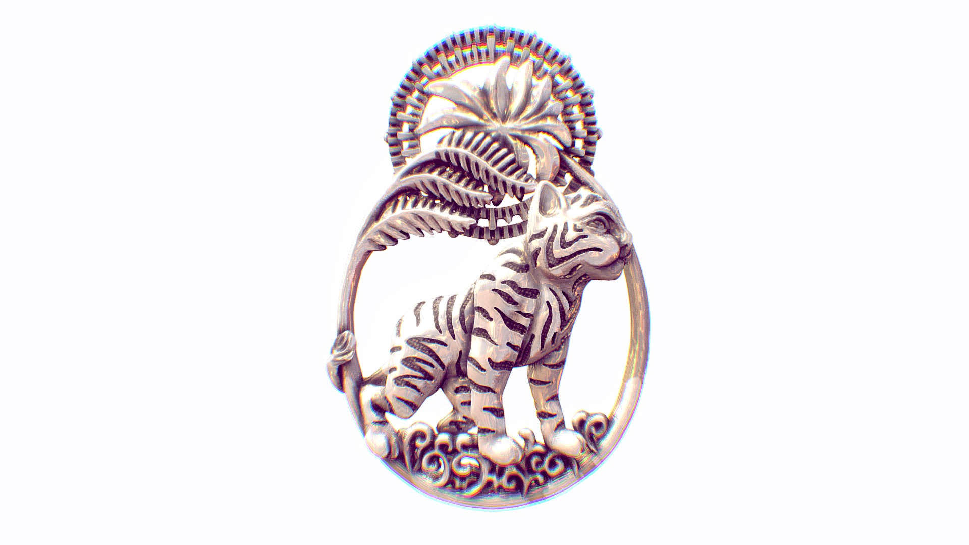 3D model Little Tiger - This is a 3D model of the Little Tiger. The 3D model is about a silver and gold ring.
