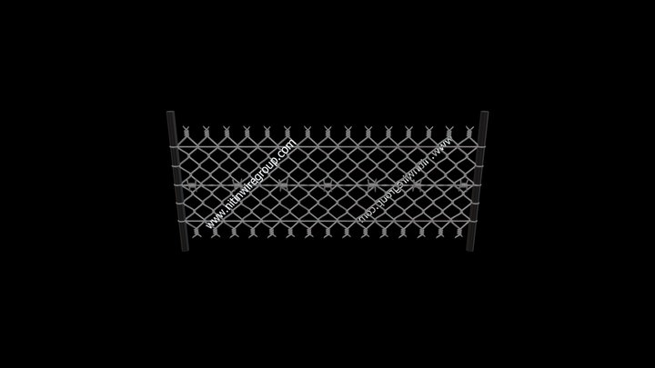 CH008|ChainlinkBarbed End-BarbedWire|2 line wire 3D Model