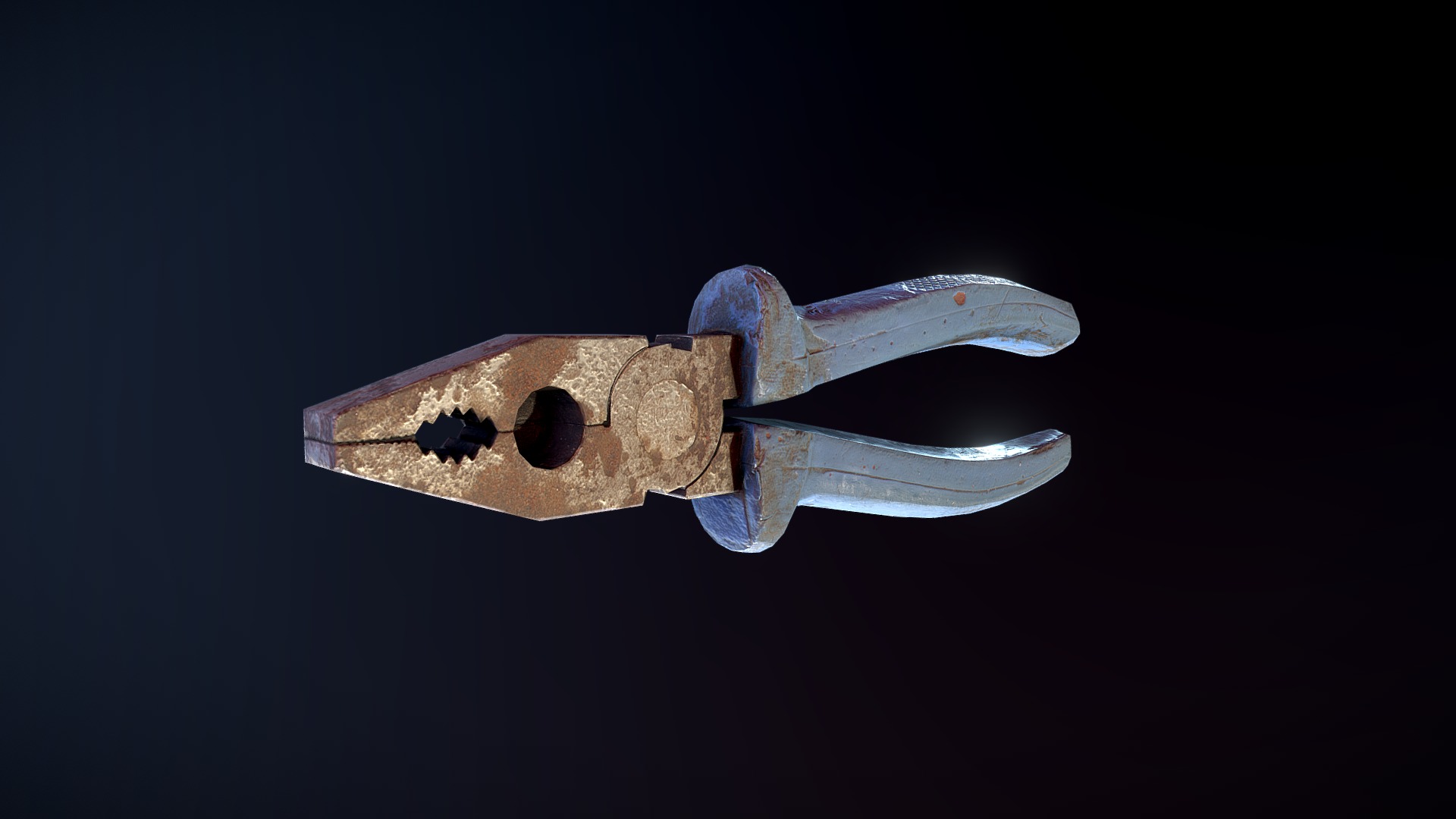 3D model Old Pliers - This is a 3D model of the Old Pliers. The 3D model is about a metal object with holes in it.