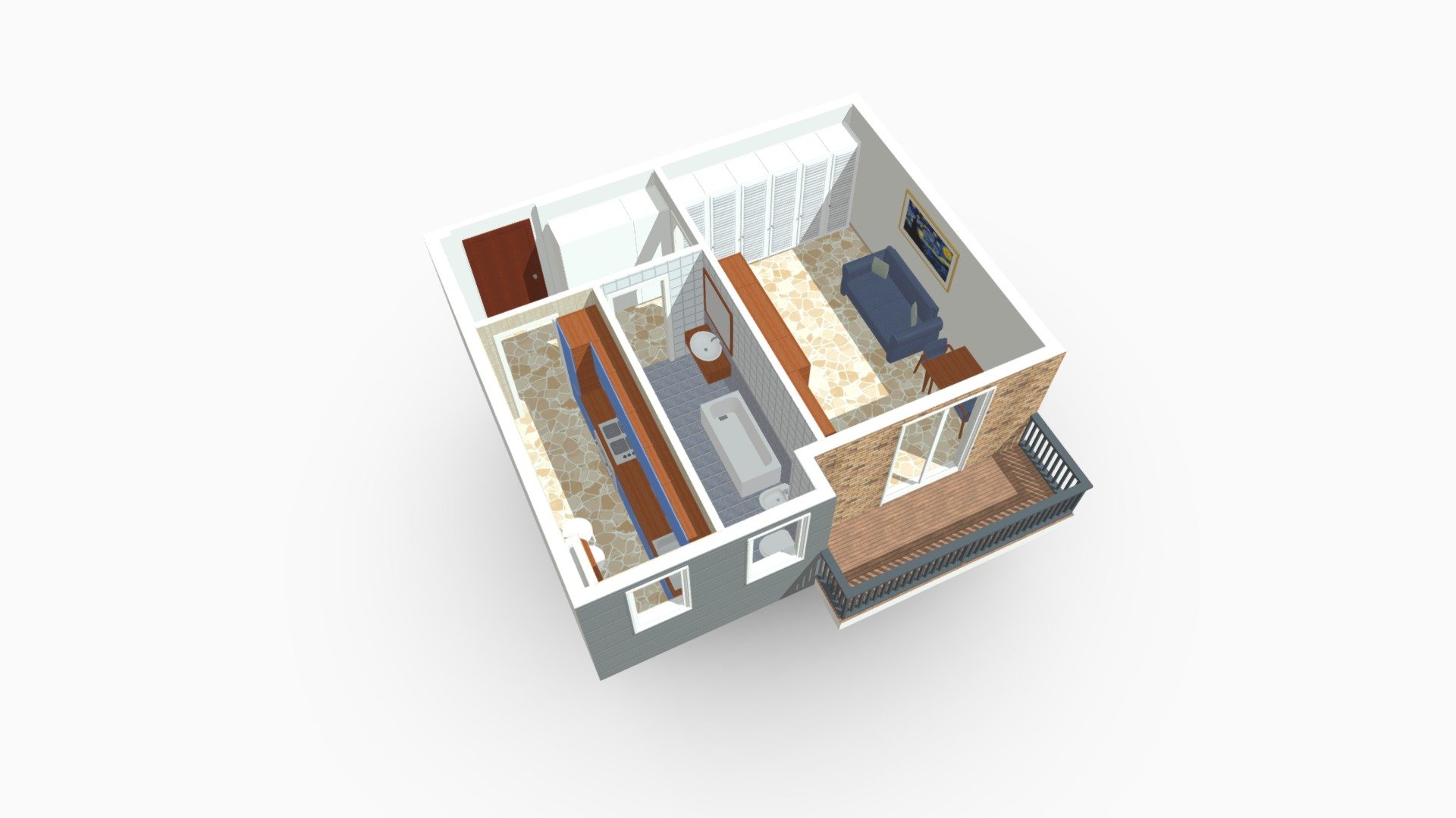 Via Avezzana Milano monolocale — Sketchfab embed 3D viewer