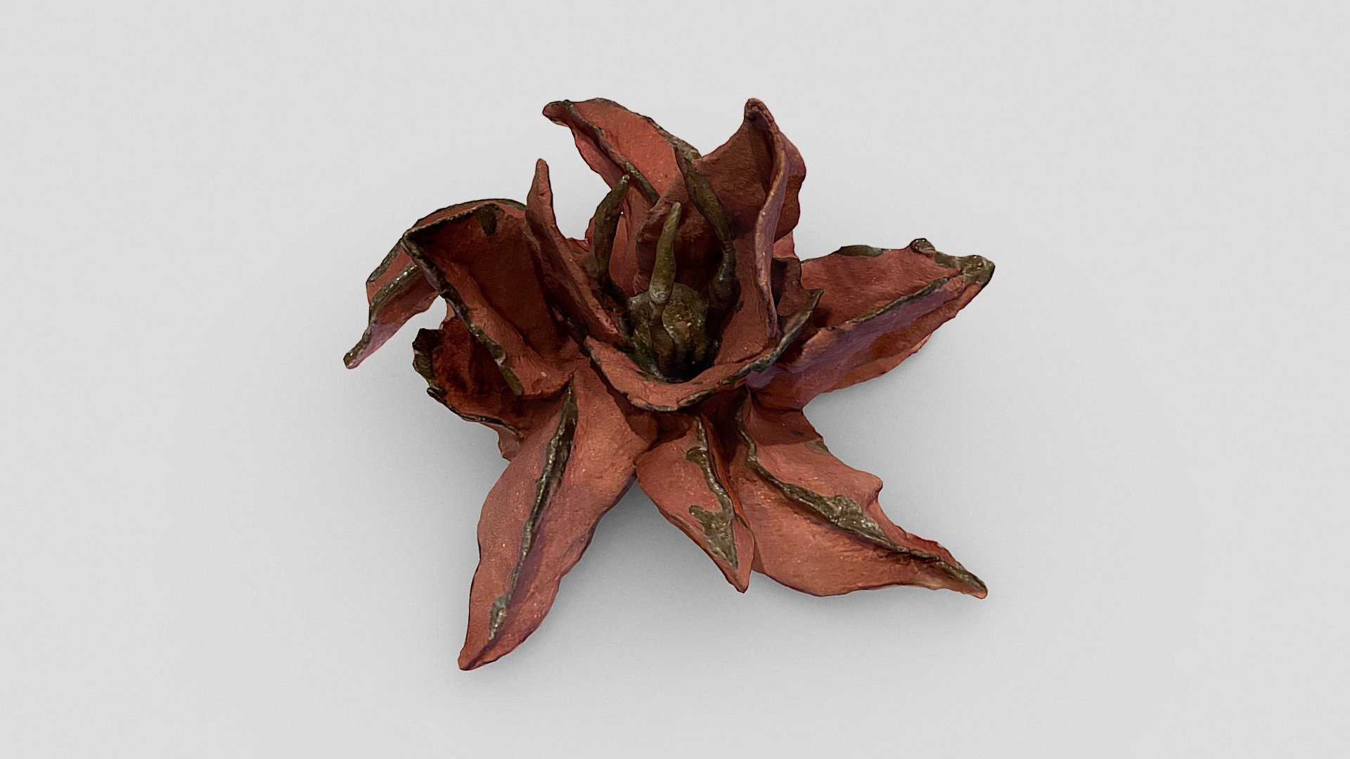 Sculpted flower - Brown & dark marks