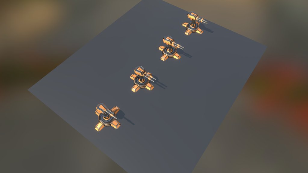 SciFi RTS Tower Defense Turret Set 1