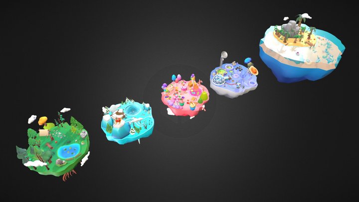 Low Poly Cartoon Island Pack - 3D 3D Model