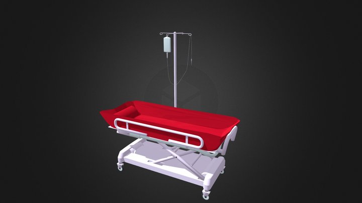 Shower Bed trolley With Infused hospital 3D Model