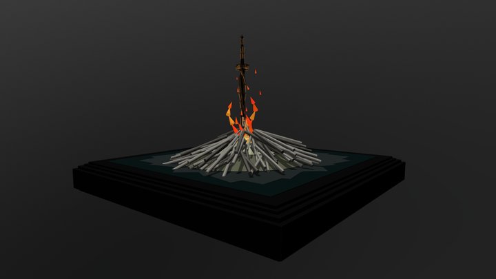 Bonfire made from primitives 3D Model