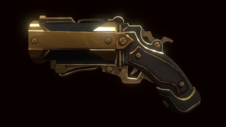 Stylized Steampunk DoubleBarrel Shotgun Pistol 1 3D Model