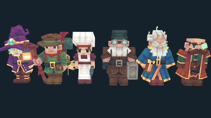 Minecraft fantasy NPCs 3D Model