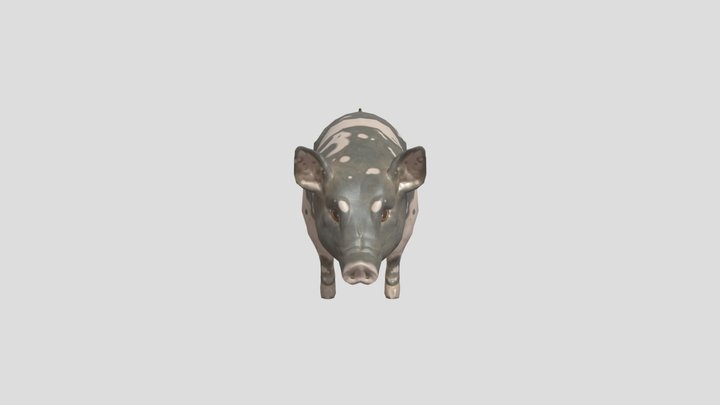 Cute Hand Painted Hampshire pig farm animal 3D Model