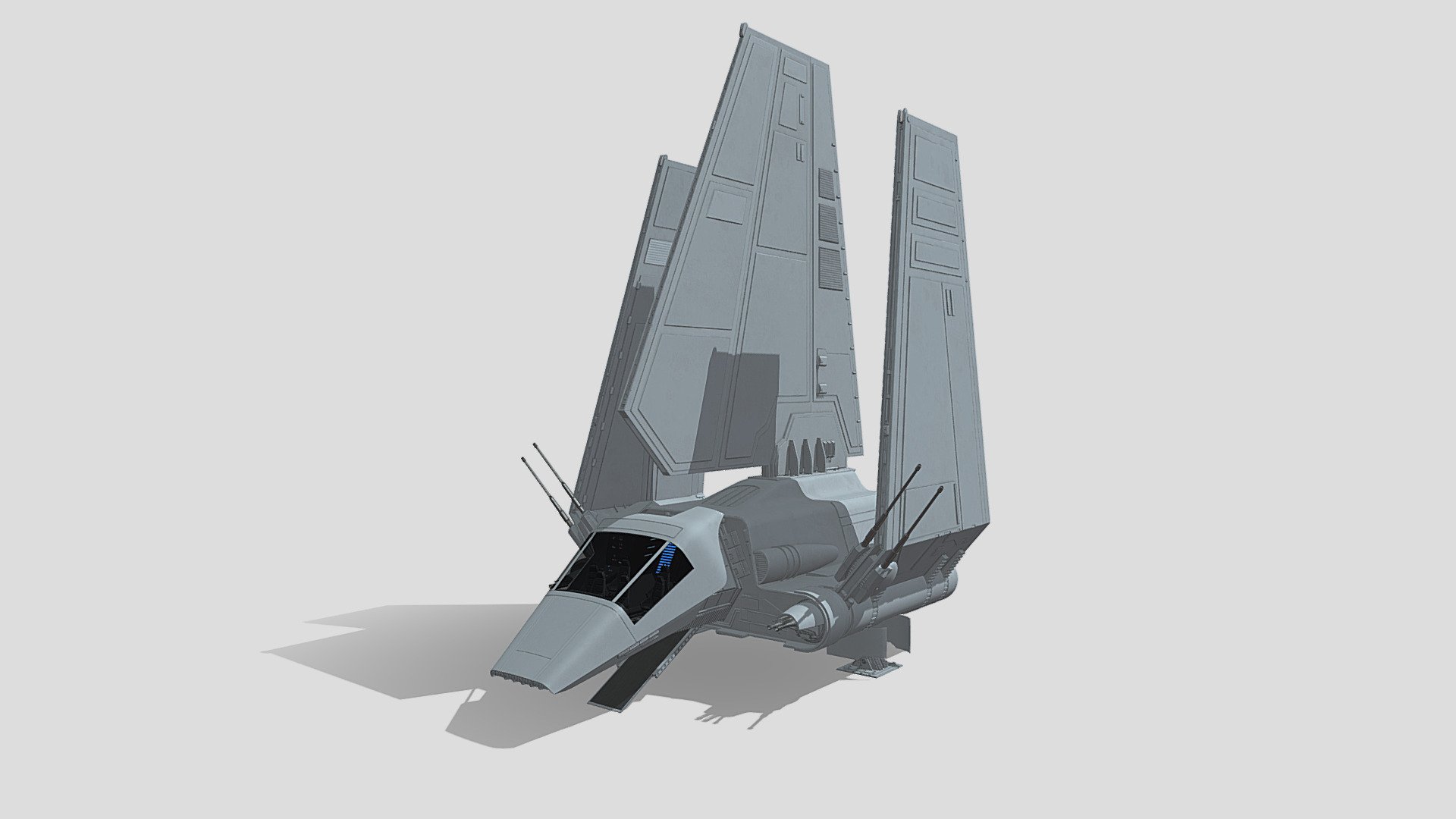 Star Wars Lambda Imperial Shuttle (docked) — Sketchfab embed 3D viewer