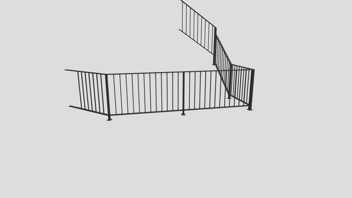 Railing Mock Up Thin Rails 3D Model