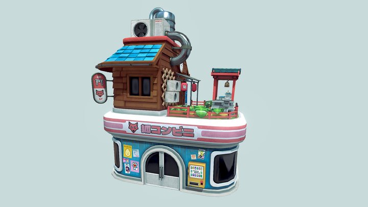 Stylized Japanese Convenience Store 3D Model