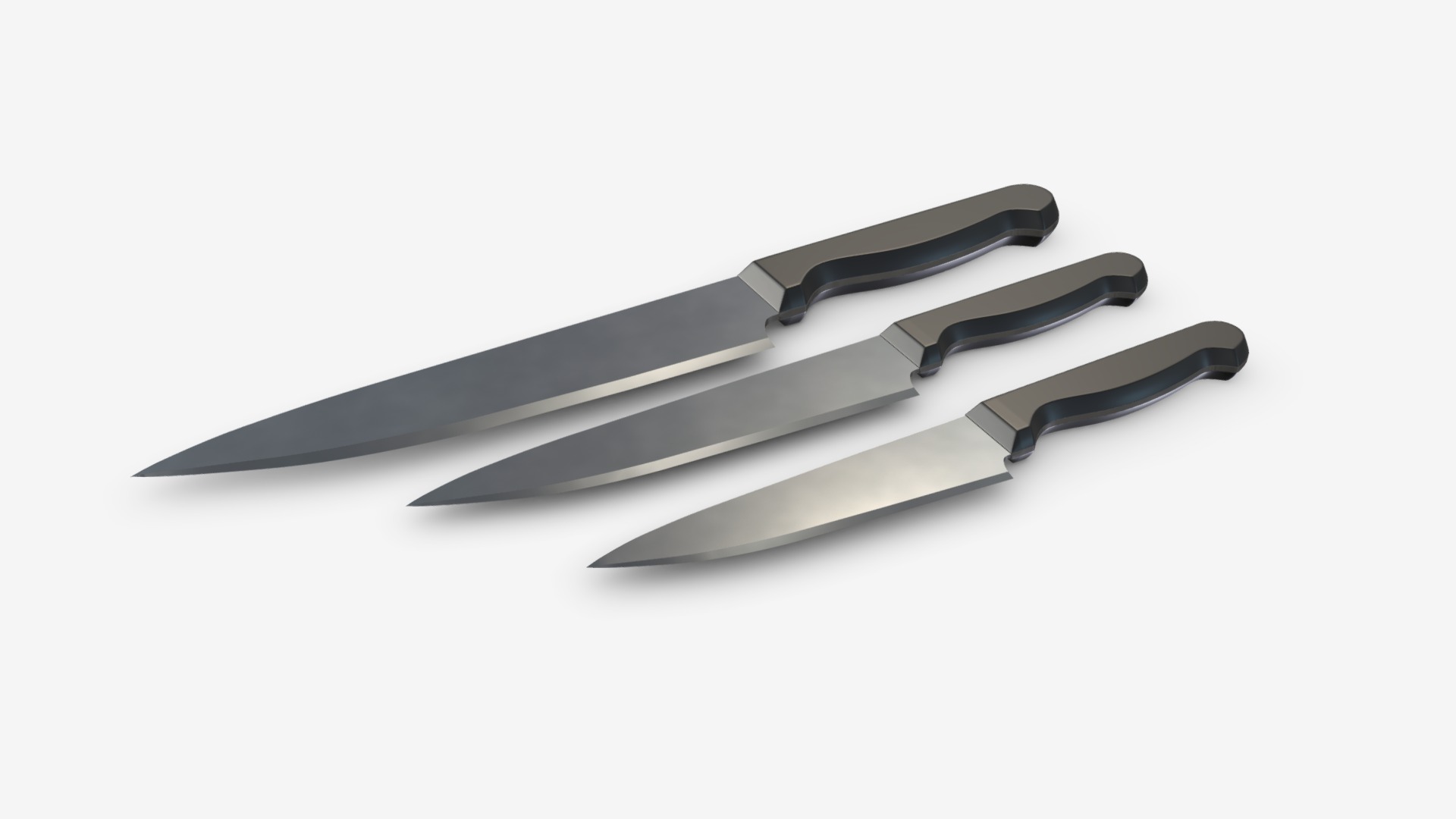 3D model kitchen knife - This is a 3D model of the kitchen knife. The 3D model is about a knife with a black handle.