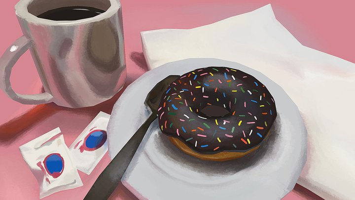 Painting of a donut 3D Model