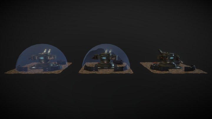 3 turrets 3D Model