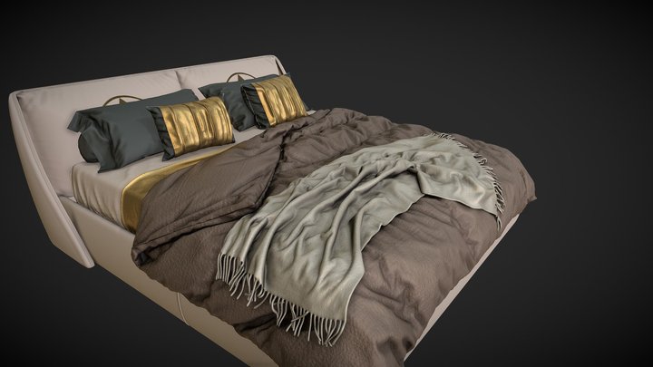 Double Bed -  Modern contemporary 3D Model