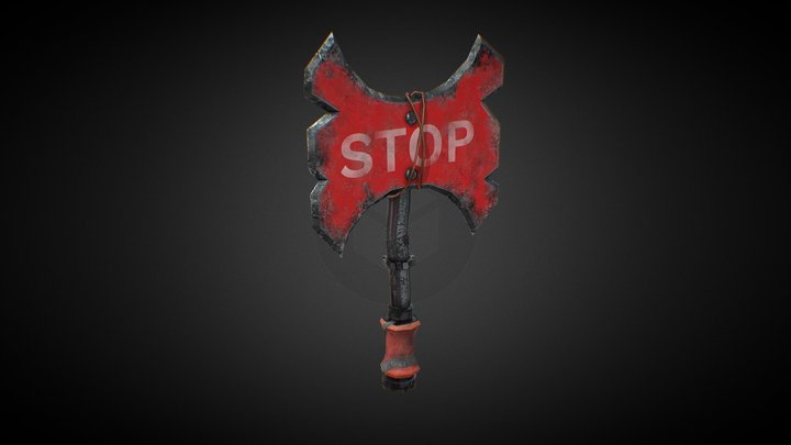 Stop Axe Sign 3D Model