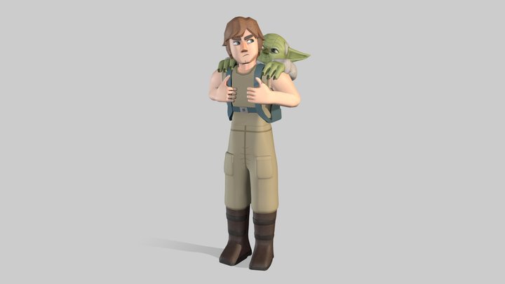 Luke Skywalker and Yoda Model 3D Model