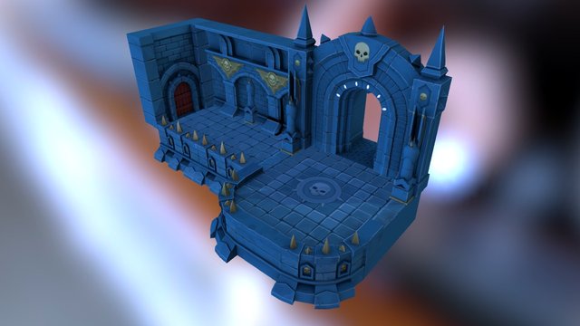 Painted Modular Dungeon Pieces 3D Model