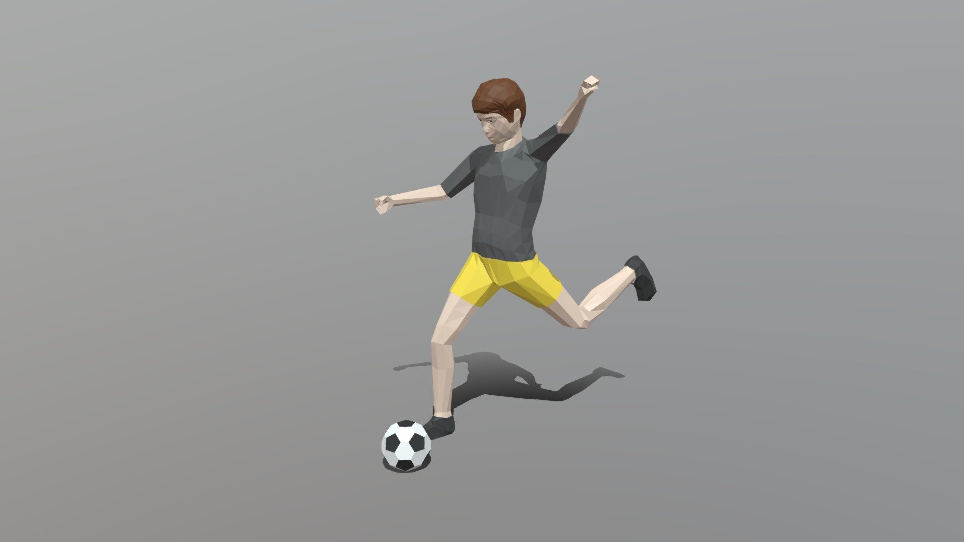 Low Poly Kid Playing Football Buy Royalty Free 3D model by chroma3d