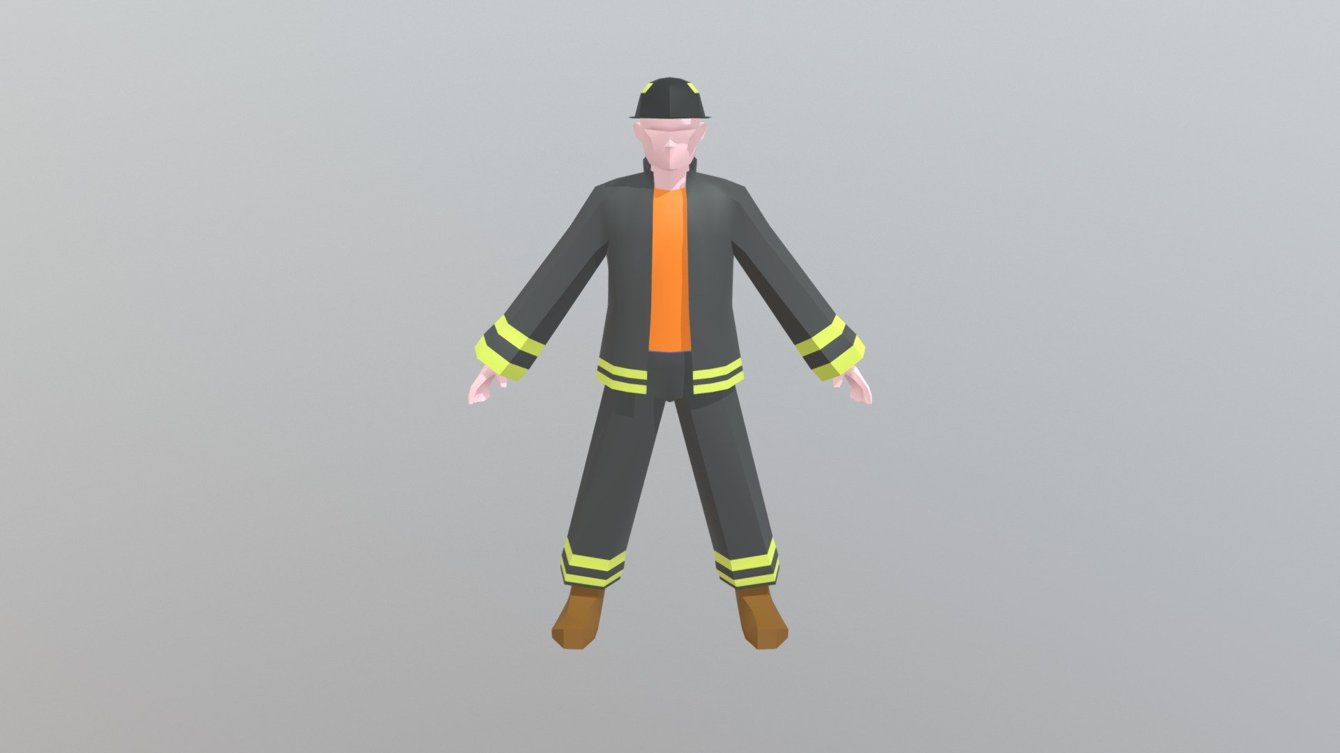 low poly firefighter