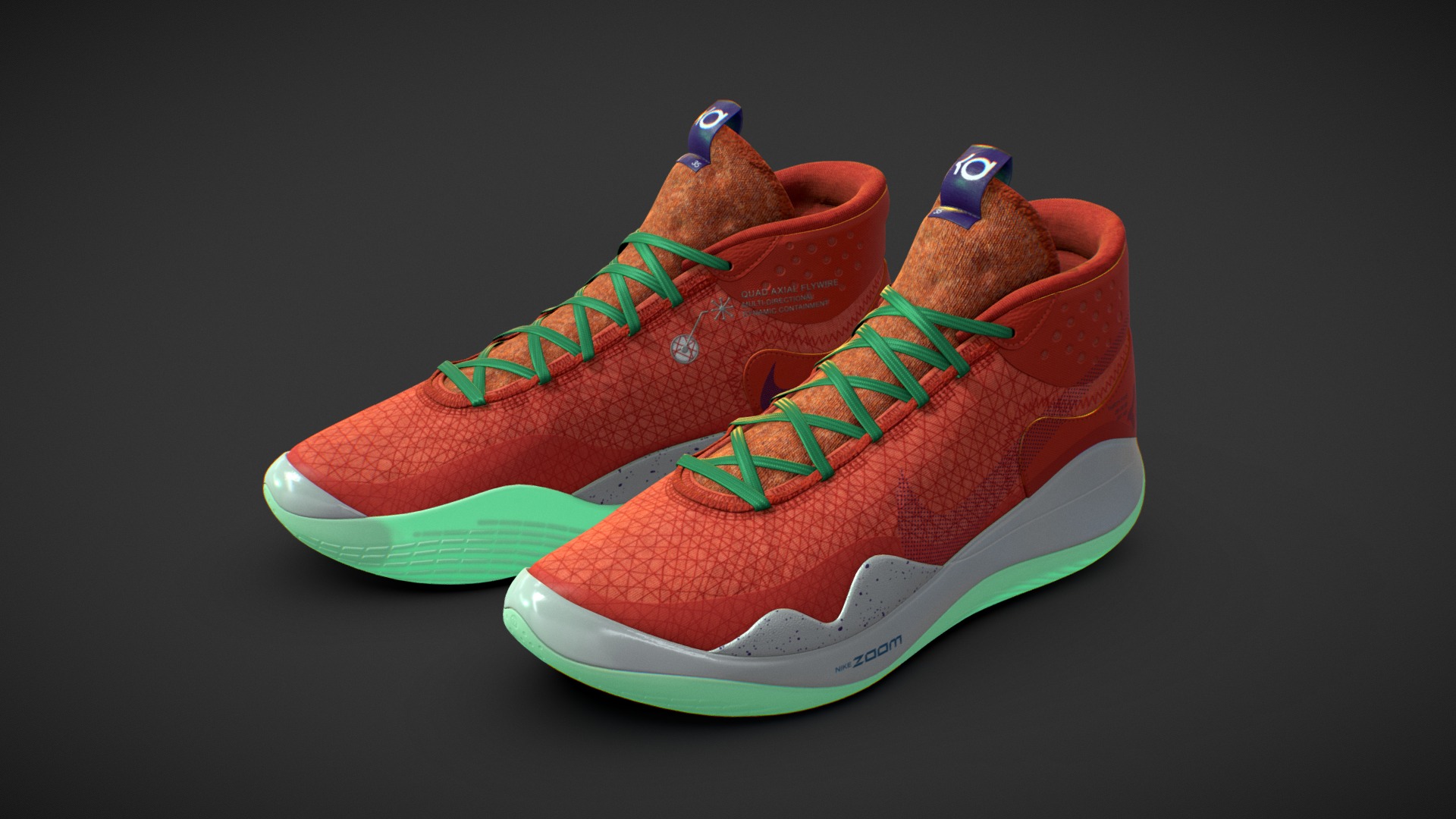 3D model NIKE ZOOM KD 12 BY YOU (Rising Star) - This is a 3D model of the NIKE ZOOM KD 12 BY YOU (Rising Star). The 3D model is about a pair of colorful shoes.