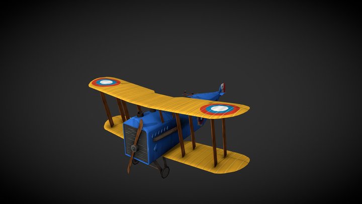 Hand painted WWI airplane 3D Model