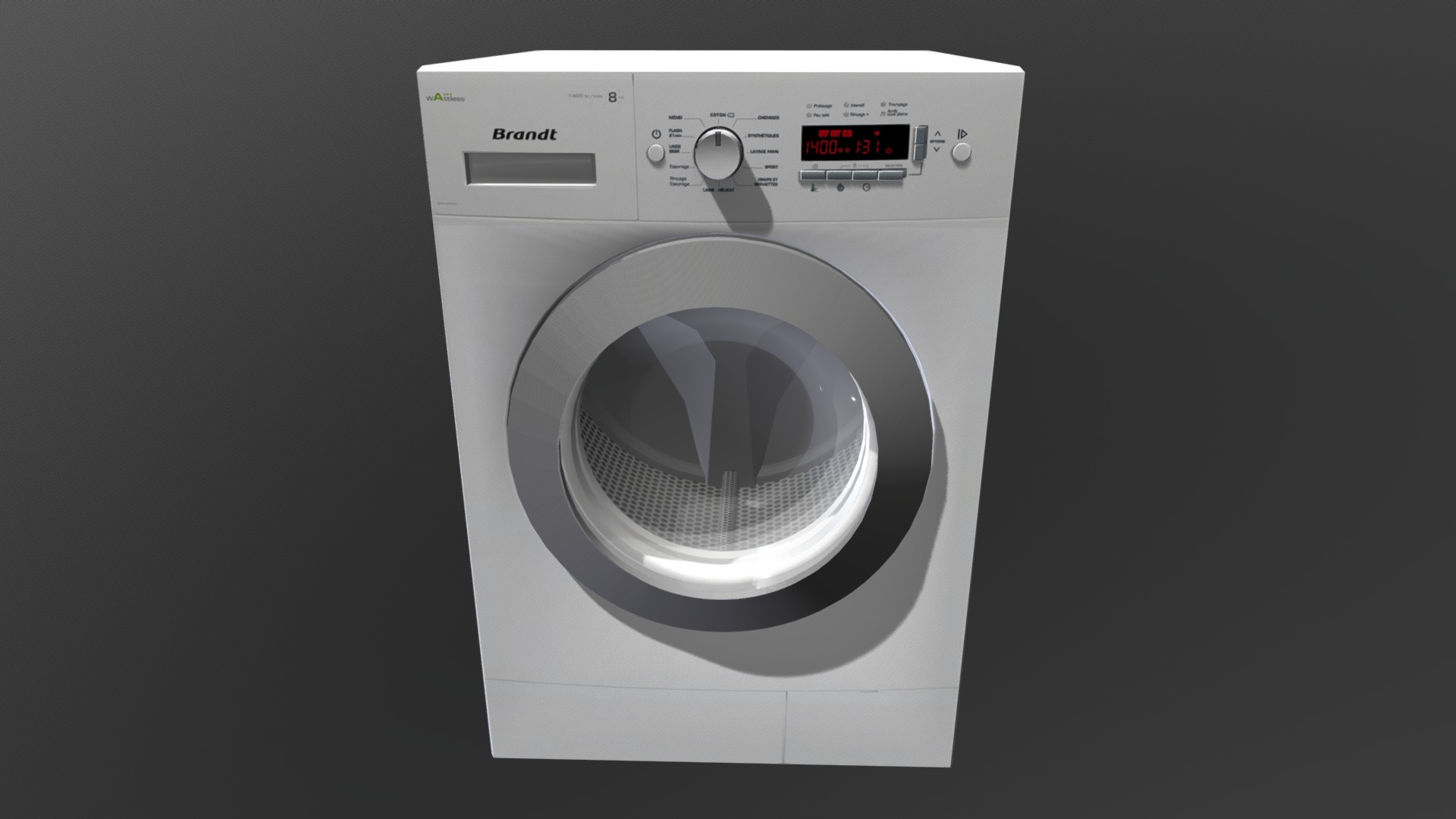 3D model Washing Machine - This is a 3D model of the Washing Machine. The 3D model is about a white rectangular object with a round white object on it.