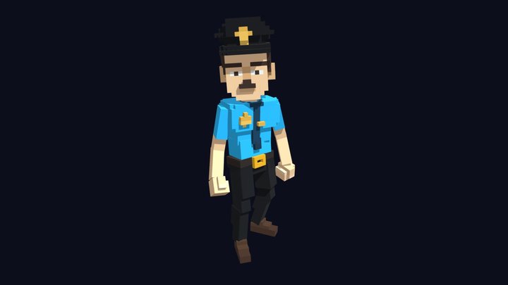 3D Voxel Model - Policeman Character 3D Model