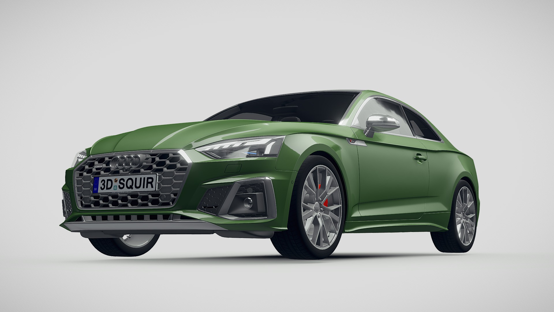 3D model Audi A5 Coupe S- Line 2020 - This is a 3D model of the Audi A5 Coupe S- Line 2020. The 3D model is about a green car with a white background.