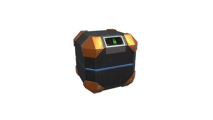 Cube Crate Box Sc-Fi Low Poly 3D Model