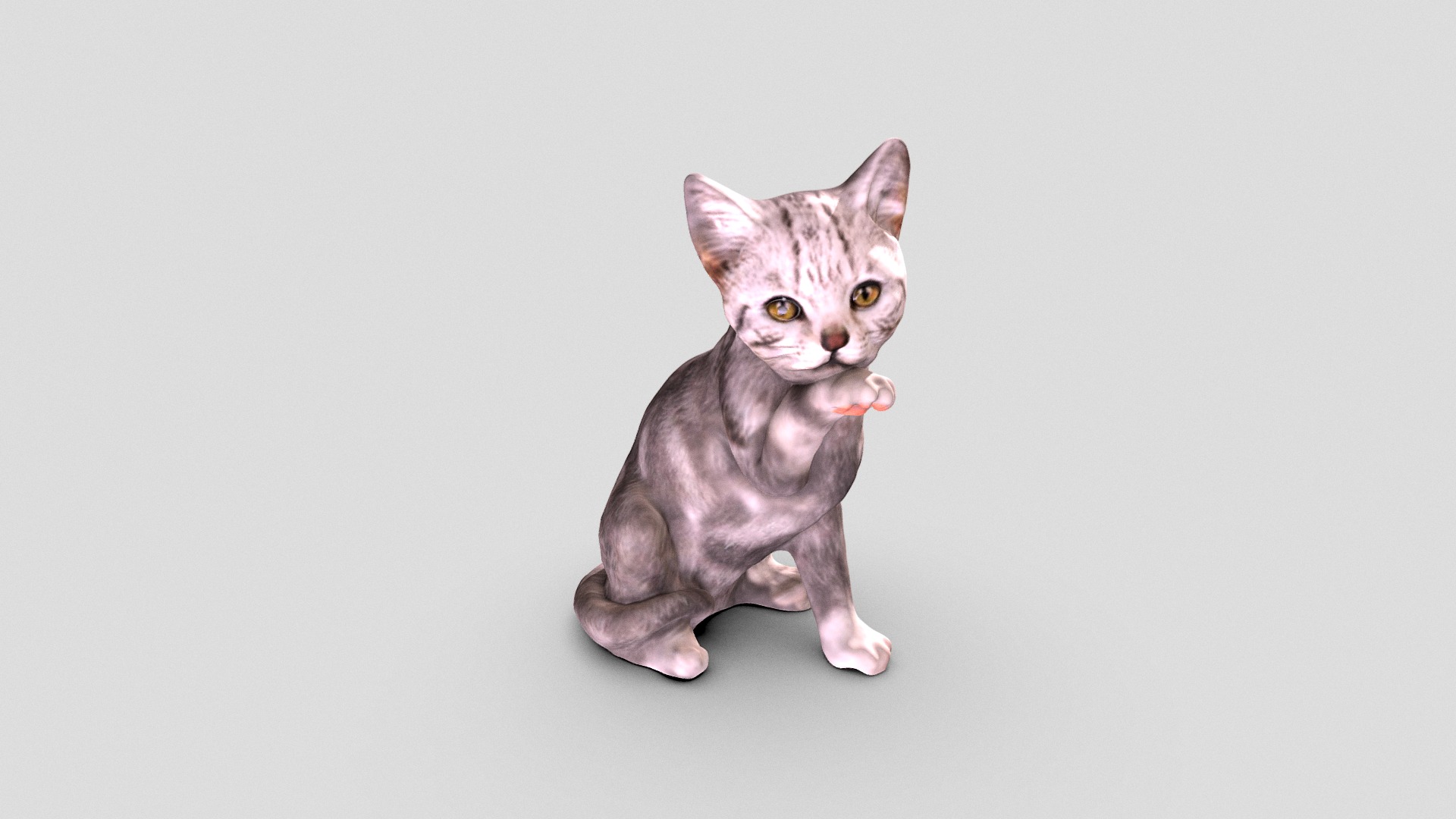 3D model Cat-model - This is a 3D model of the Cat-model. The 3D model is about a cat sitting on a white surface.