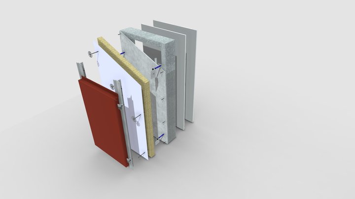Наборной пирог вент фасада 3D Model