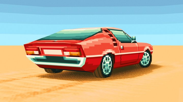 Alfa Romeo Montreal (Low-poly pixel art) 3D Model