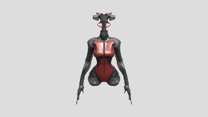 Futuristic robotic figure with armor 3D Model