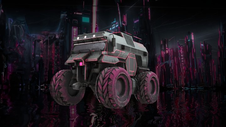 Stylized Monster Truck_Neon 3D Model
