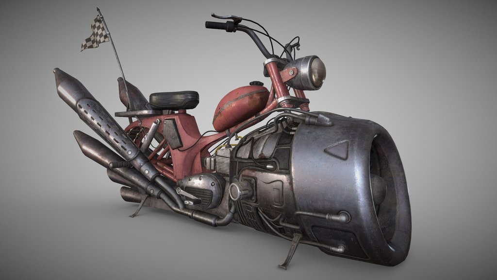 Flying Motorcycle | Lowpoly | Game Ready