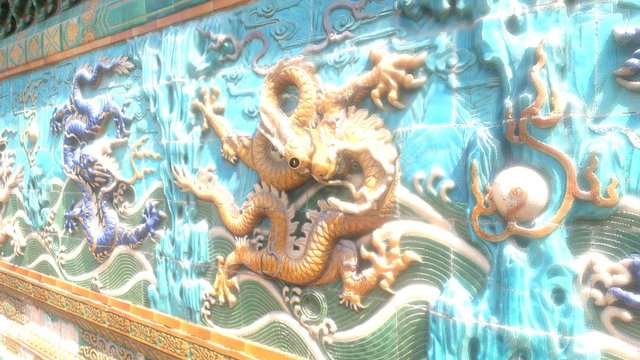 Nine Dragon Wall 3D Model