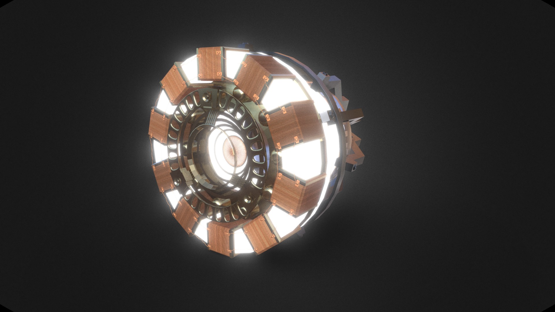 3D model Arc Reactor - This is a 3D model of the Arc Reactor. The 3D model is about a gold and silver watch.
