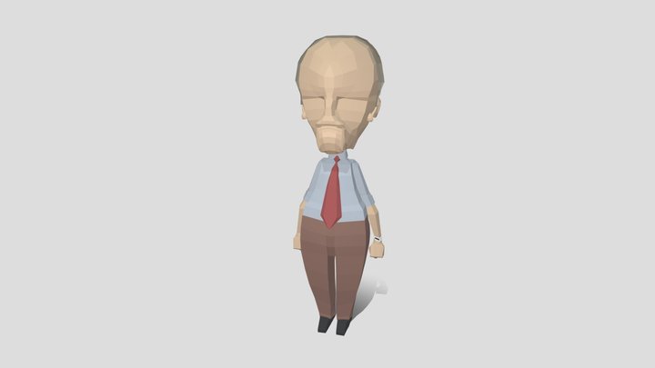 Low poly grandpa character 3D Model