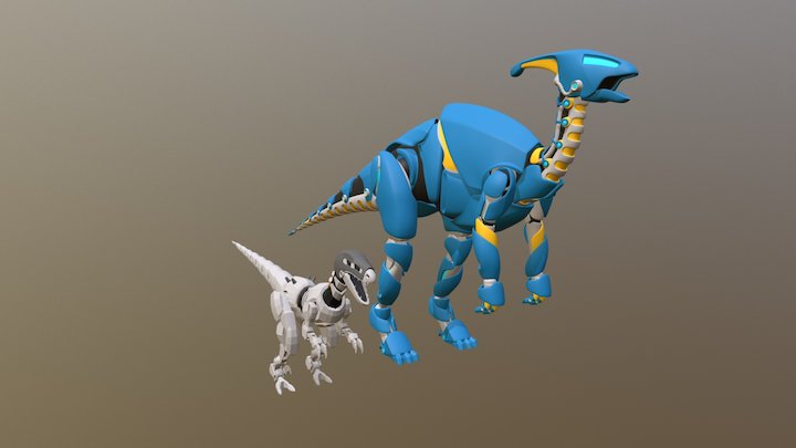 Raptor-Parasaur Size/Style Comparison 3D Model