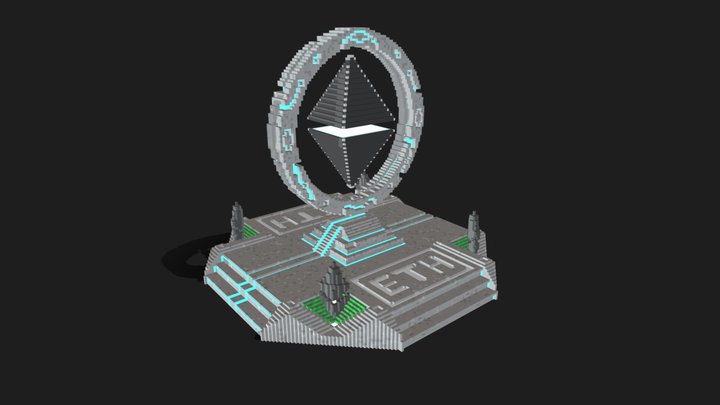 Animated Floating Ethereum Temple 3D Model