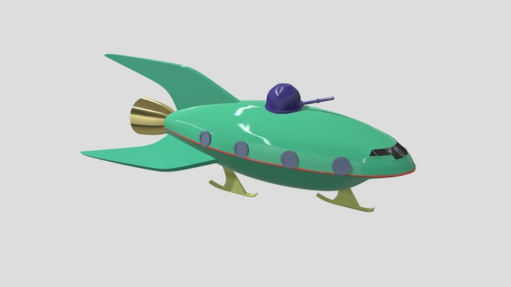 Retro Toy Futurama Rocket Ship 3D Model