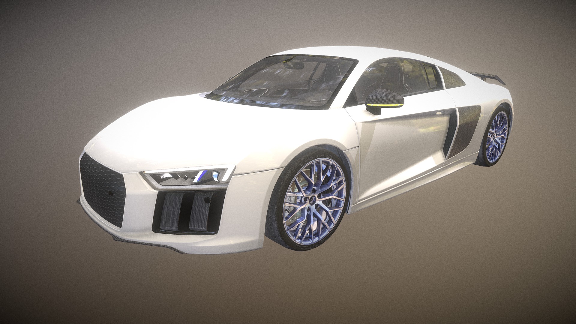 3D model Unlock Super Sports Car 05 - This is a 3D model of the Unlock Super Sports Car 05. The 3D model is about a white car with blue rims.