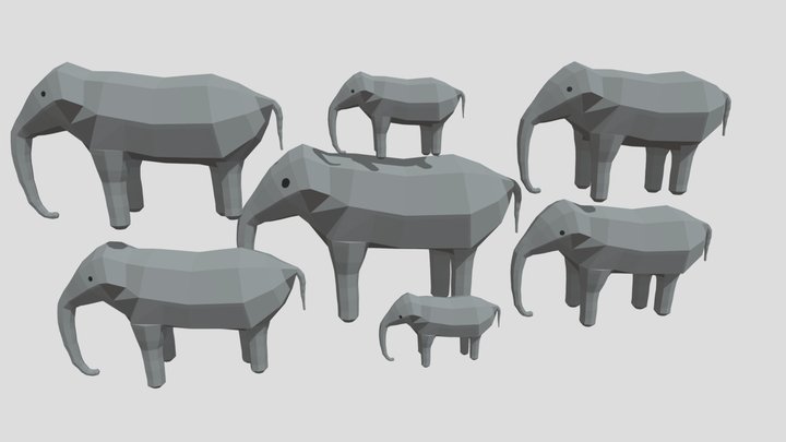Elephants 3D Model