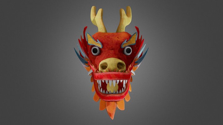 Stylized Chinese New Year Dragon Head 3D Model