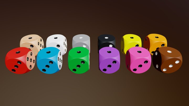 Dice Set lowpoly gameready 3D Model