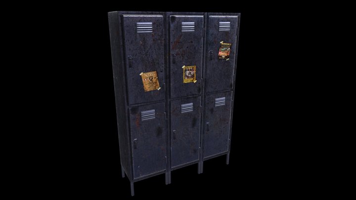 Post Abandoned School Lockers 3D Model