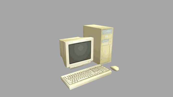 LowPoly Psx Old Computer 3D Model