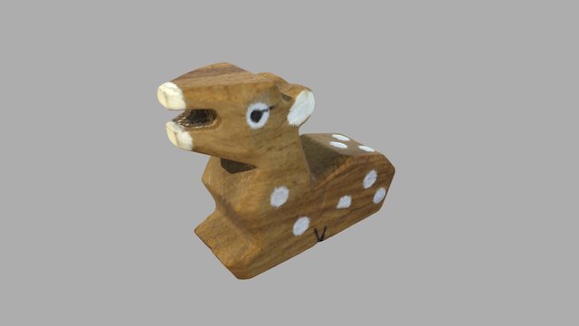 木彫り(鹿みくじ) Wood engraving 3D Model