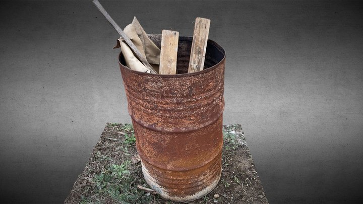 Rusty Barrel ( heating source )(Raw Model) 3D Model